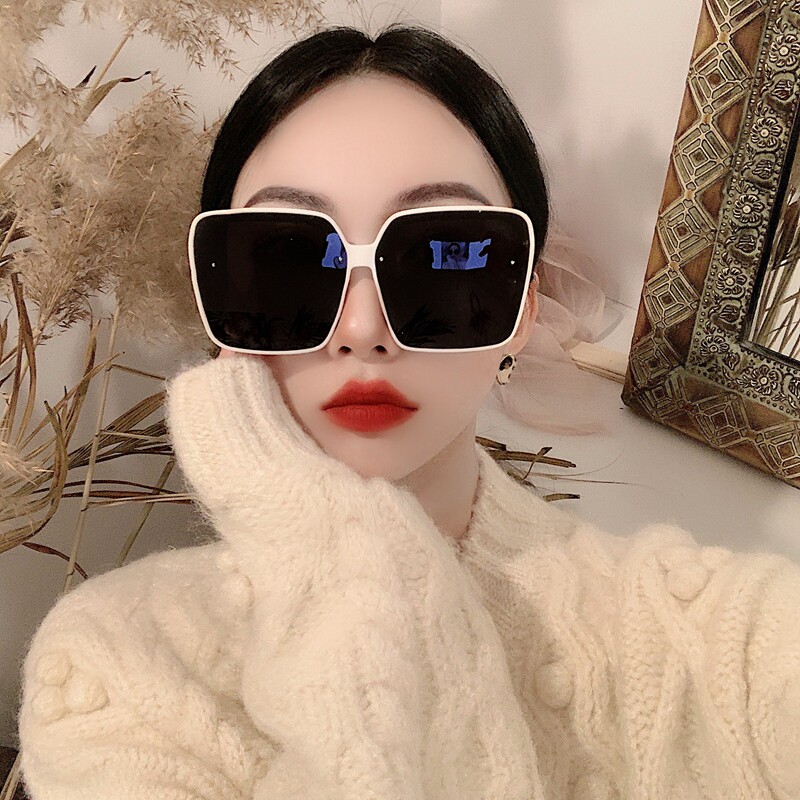 Sunglasses women's 2022 new big frame round face thin glasses high-end sense ins polarized sunglasses anti-ultraviolet