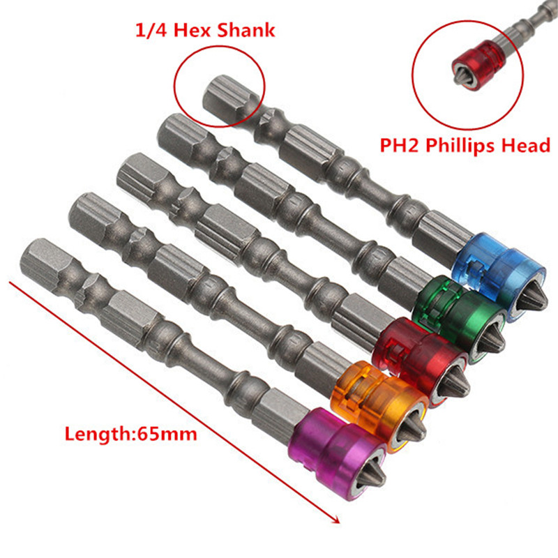 Упаковка угол 5pcs s2 alloy ph2 phillips single head magnetic screwdriver