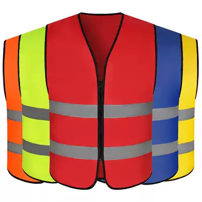 Reflective multi-pocket fluorescent yellow hot melt safety clothing vest custom construction site safety clothing hoisting command supervision
