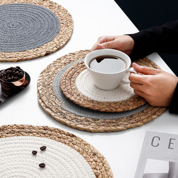 Hand-woven large ins-wind dining table insulation pad