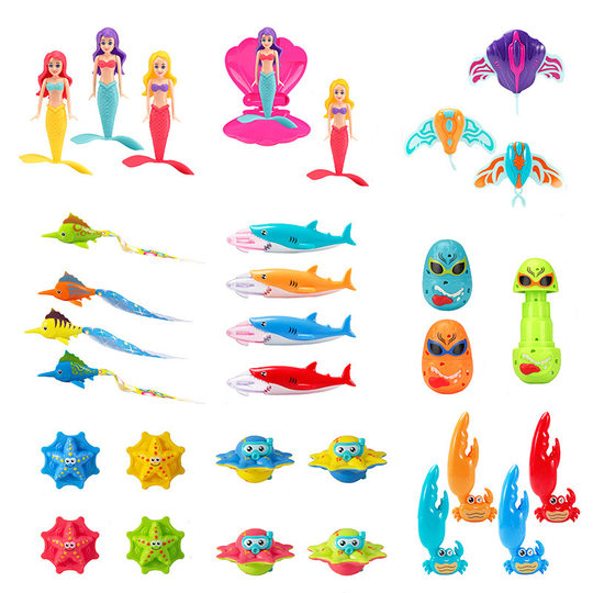 Трансграничные детские игрушки для дайвинга, летний бассейн, сундук с сокровищами русалки, краб, плещущийся в воде в поисках набора детских камней