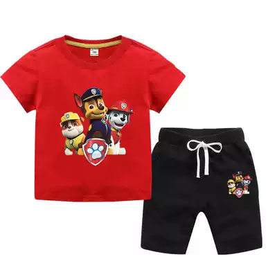Cotton children's T-shirt set two-piece children's clothing summer 2021 new short-sleeved shorts summer boys half sleeves
