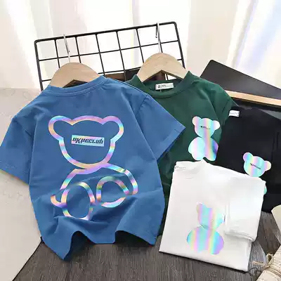 Boy base shirt cotton short sleeve T-shirt spring and summer 2021 New handsome middle child half sleeve shirt tide