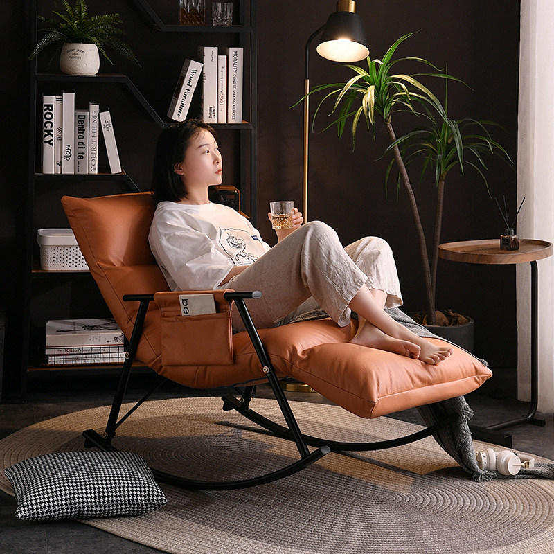 Rocking chair home balcony leisure rocking chair adult technology cloth Nordic modern living room lazy sofa light luxury reclining chair