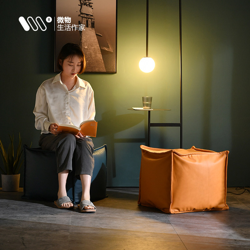 Lazy person alone sofa foot stool technology cloth single Nordic small apartment living room foot pedal light luxury wear shoes changing low stool