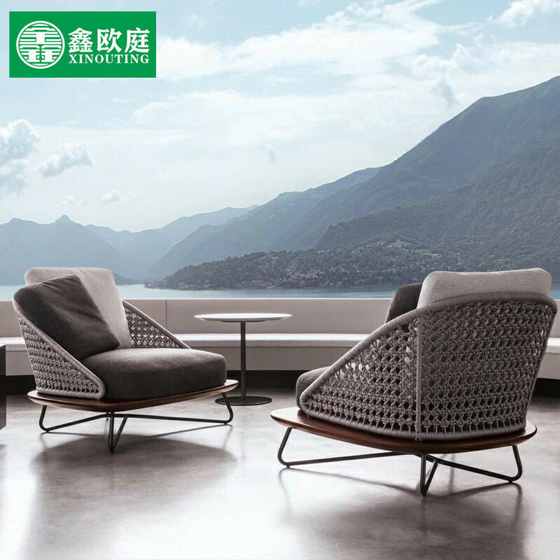 Nordic Outdoor Leisure Balcony Vine Chair Tea Table Combinations of three sets of designer Minjuku Courtyard Hotel Villa Sofa-Taobao