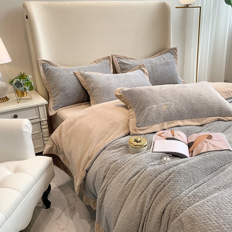 Four-piece winter thickening and velvet double-sided velvet coral velvet milk velvet flannel quilt cover bed baby crystal velvet