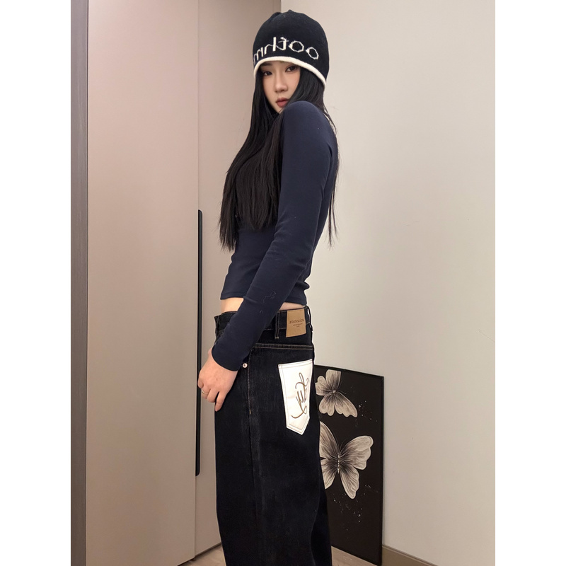 Hxx American High Street 14.5 oz White Pocket Raw Denim Straight-Leg Red Line High-End Washed Raw Color Jeans for Men