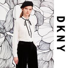 женская рубашка dkny/唐可娜儿春秋丝绒系带微弹女式衬衫