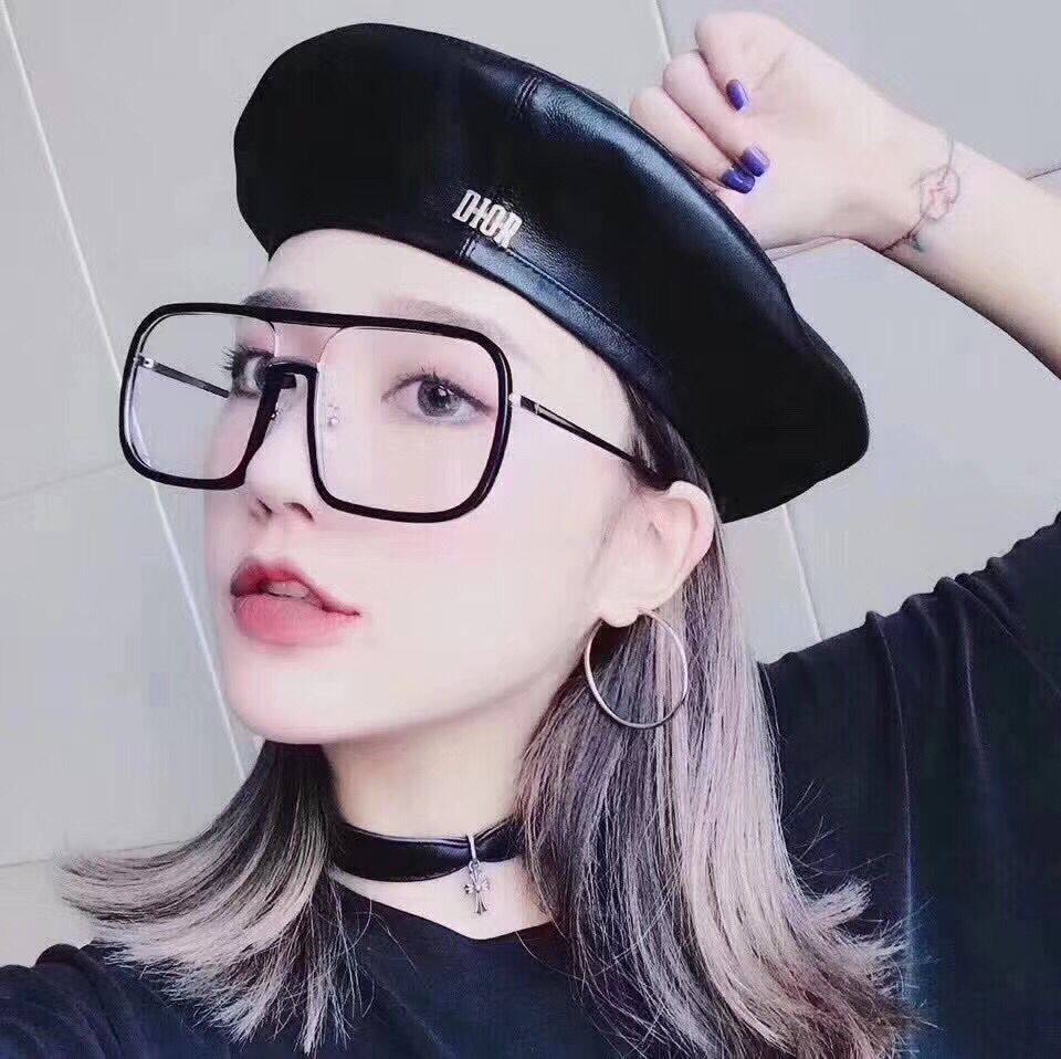 Large frame Conspicuic Blue Light Radiation Flat Light Mirror Female Korean version Tide Retro Net Red Goggles No degree male fit myopia