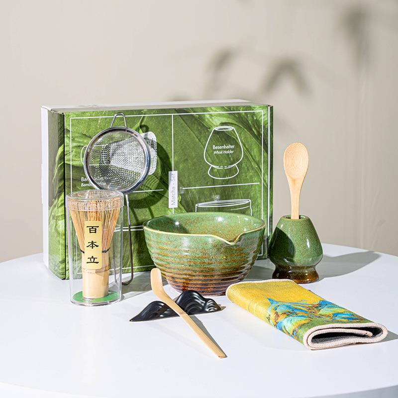 Japanese Matcha Tea Set High-End Gift Box ins Style Ceramic Matcha Bowl Matcha Tea Set Matcha Set