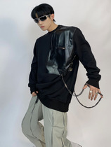 ACE2021 spring niche round neck long sleeve loose clothes men stitching chain design sense top trend