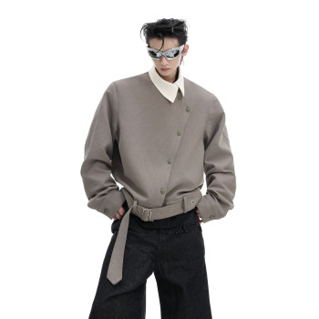 Argue culturejie mo*niche oblique buttoned collar ເສື້ອຍືດແຂນຍາວແບບກະຕືລືລົ້ນ retro noble buttoned jacketed ສໍາລັບຜູ້ຊາຍ
