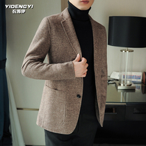 Cashmere coat mens double-sided woolen suit casual Korean style autumn and winter woolen short section thickened coat trend