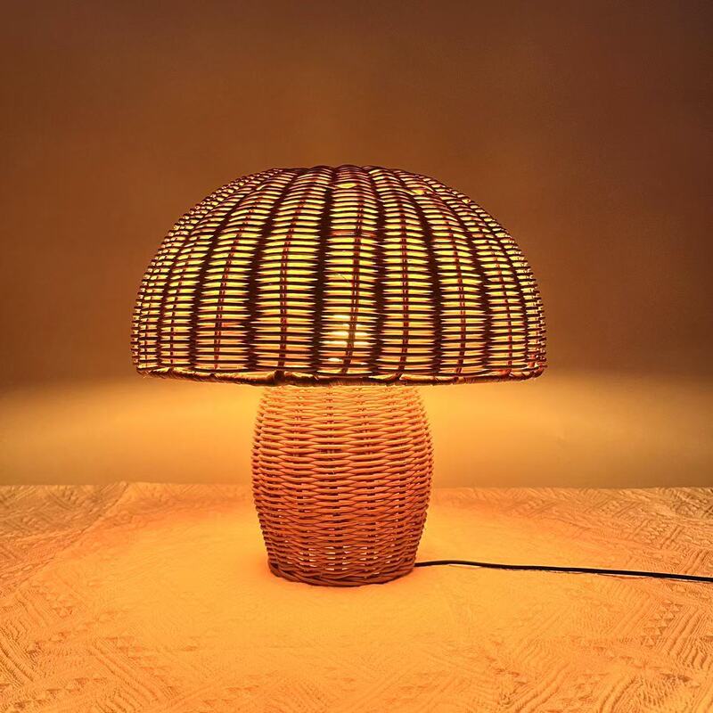 New Bohemian Style Bedside Lamp, Decorative Woven Table Lamp, Creative Desktop Ornament, Mushroom Table Lamp