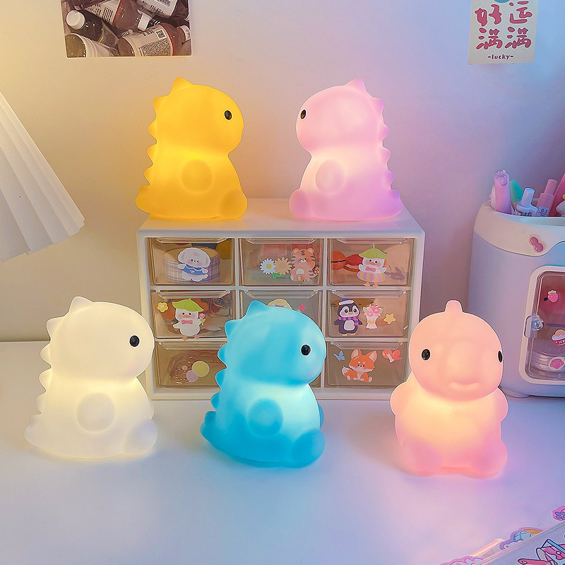 Creative Cute Dinosaur Night Light for Children's Bedroom, Eye-Protecting Bedside Lamp, Cartoon Decorative Atmosphere Light Ornament