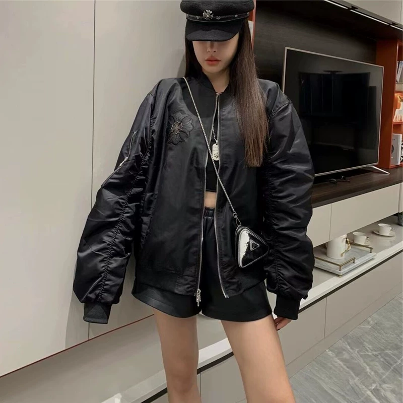 Baseball autumn uniform, design jacket, loose fit, oversize