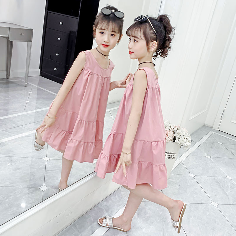 Girls dress summer 2021 new children's skirt Korean version of the foreign school girl summer casual sleeveless sundress