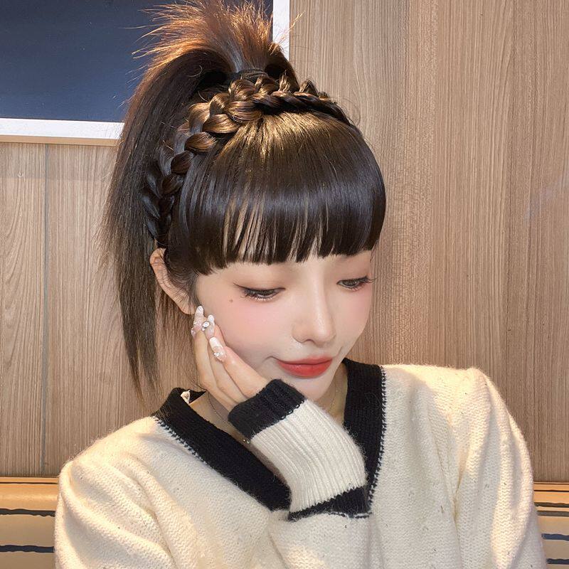 刘海假发发箍一体式交叉麻花辫鱼骨辫头箍前额遮白发,价格真香吗?_假发发箍_淘宝美妆网