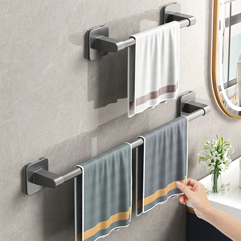 Free Punching Hair Towel Rack Subtoilet Wall-mounted Shelve Bathroom Towel Single Pole Toilet bathroom Toilet Bathroom containing hanging rack-Taobao