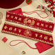 A Pair of Wedding Red Belts for the Bride and Groom, High-End, Luxurious, Embroidered Wedding Belts, Wedding Dowry Items