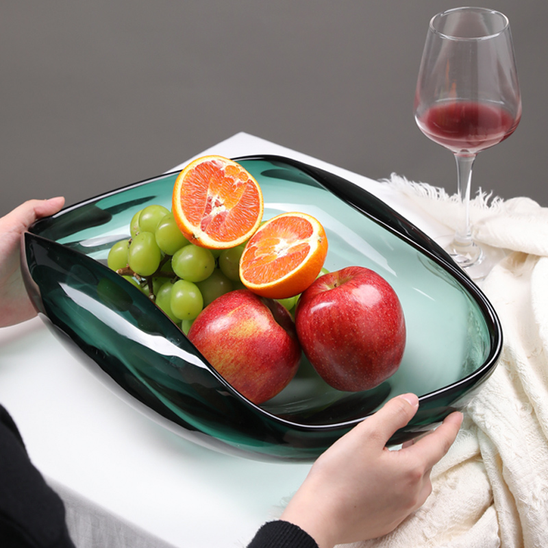 Living Room Tea Table Home Fruit Tray Light Luxury High-end Fruit Tray 2023 New Creative Eurostyle Glass Fruit Tray-Taobao