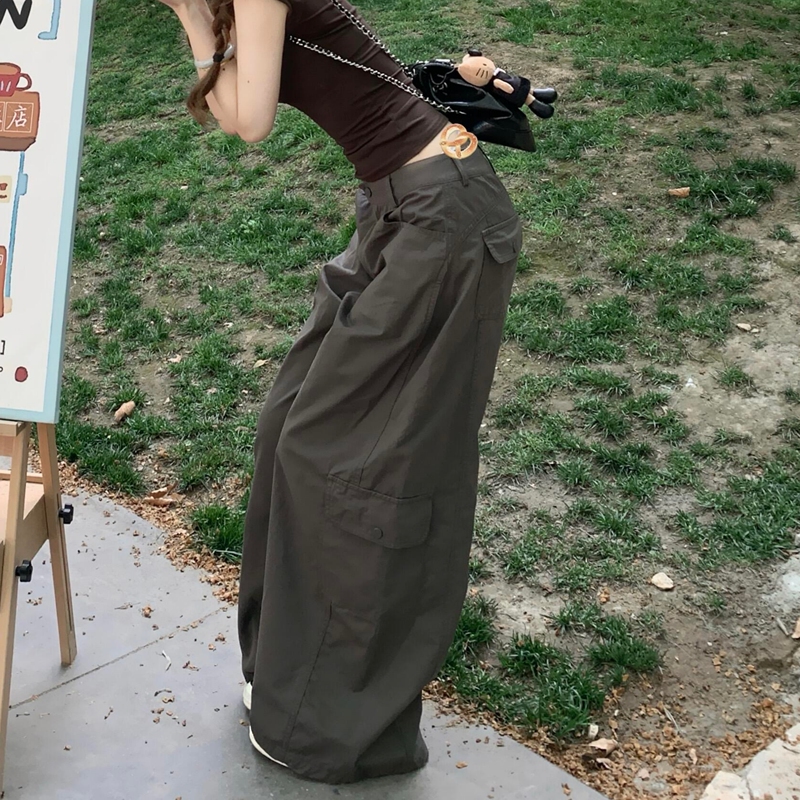 American-Style Workwear Green Wide-Leg Pants for Women 2026 Summer New High-Waisted Loose Fit Petite Thin Casual Scimitar Pants American-Style Workwear Green Wide-Leg Pants for Women 2026 Summer New High-Waisted Loose Fit Petite Thin Casual Scimitar Pants