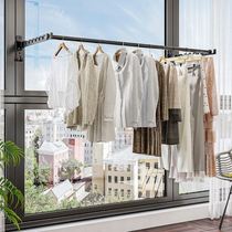 Floating Window Hanger Small Free Punch Clotheshorse Clothes Hanger Wall-mounted Folding Bathroom balcony can shrink hanging clothes