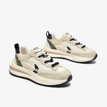 2022 autumn new leather casual moral training shoes retro sports shoes womens all-match thick-soled heightened daddy shoes women