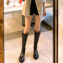 Boots womens 2022 autumn new ann plus velvet thick-soled boots mid-tube boots long-tube riding boots leather boots high-tube knight boots