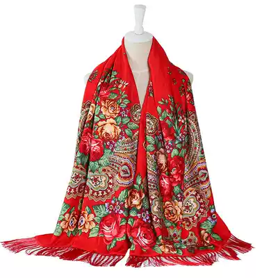 Ethnic style women's shawl with foreign style Chinese style printed long towel Muslim headscarf women's fashion scarf spring and autumn