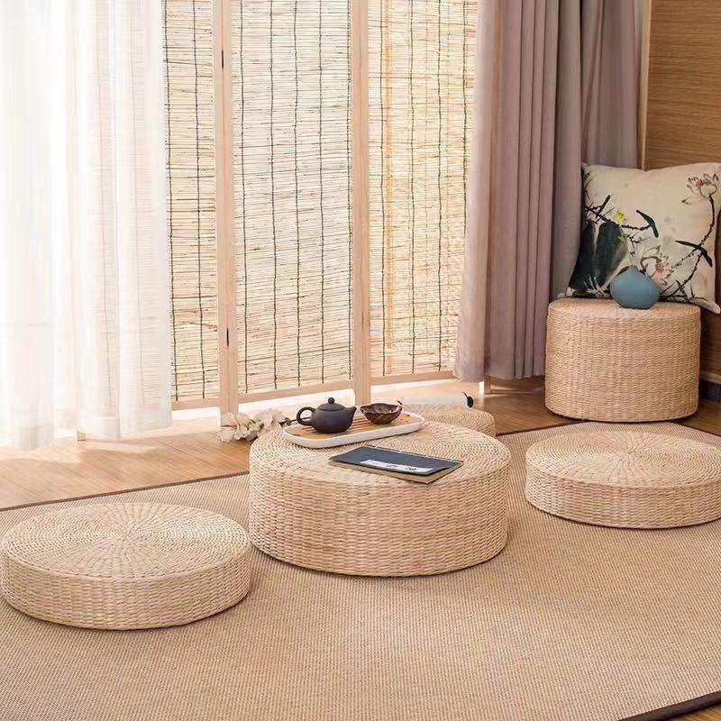 Straw woven tea ceremony round cushion futon home thickened meditation meditation rattan woven futon bay window cushion window sill beauty process