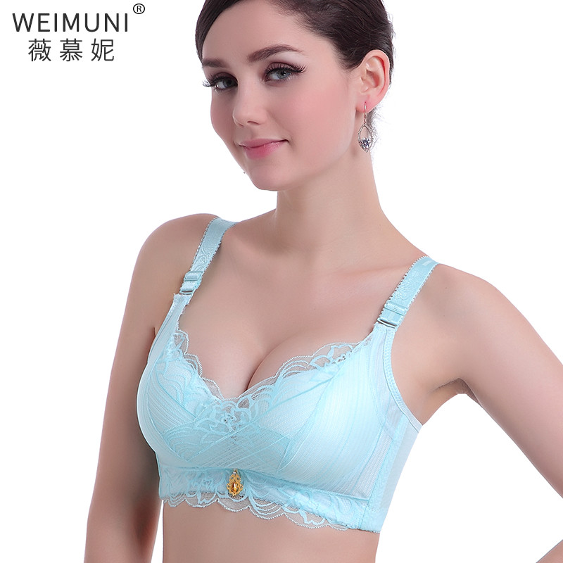 Viviani spring and summer rimless bra sexy lace underwear thickened small chest gathered comfortable adjustment type to close the pair of breasts