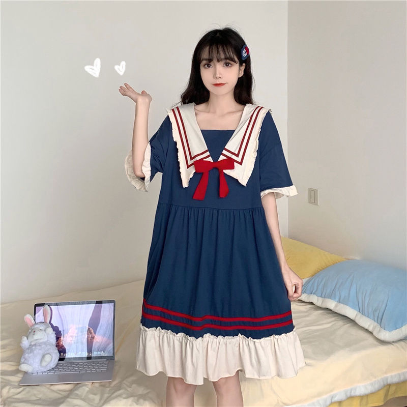Sleepwear Women's Summer Suit Han Edition New Student Cute Internet Red Fugitive Princess Pyjamas Pyjamas Dress can be worn outside the home