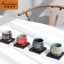 Banderas master cup Jinchan tea cup Light luxury ceramic Kung Fu tea cup set Celadon Ji Blue Ru Kiln Lang Red