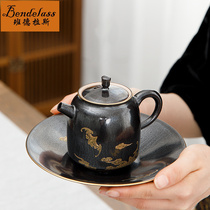 Court style ceramic Kung Fu tea set Cover bowl Teapot Home office meeting retro teacup high-end gift box