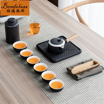 Kung Fu tea set outdoor tea making pot six cups portable travel tea set side handle pot ceramic Chinese style simple