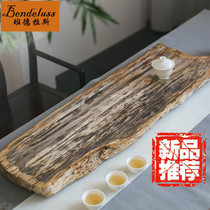 Whole wood fossil tea tray Chinese single-layer office living room stone tea sea home high-end tea table with drainage hole