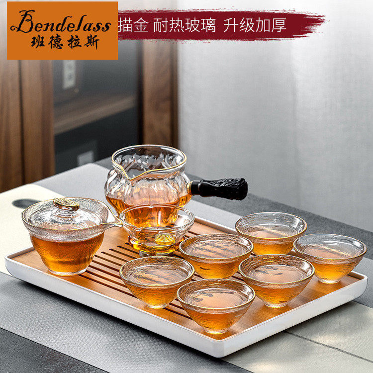 Whole Set Glass Tea Set Group Home Day Style Transparent Living Room Kung Fu Small Set Office Guest Bubble Teapot Tea Cup