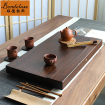 Single-layer solid wood tea tray rectangular log household ebony Chinese tea table Simple large living room tea sea tray