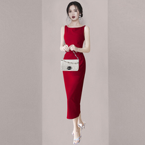 High-end temperament name Yuanyan dress woman 2022 Summer new ladies dress Waist Display Slim Wrap Hip Vest Long Dress