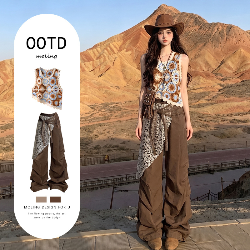 Xinjiang Travel Outfit Bohemian Ethnic Style Vest for Women 2026 Super Popular Summer Wear Wasteland Style Hot Girl Suit Pants Xinjiang Travel Outfit Bohemian Ethnic Style Vest for Women 2026 Super Popular Summer Wear Wasteland Style Hot Girl Suit Pants