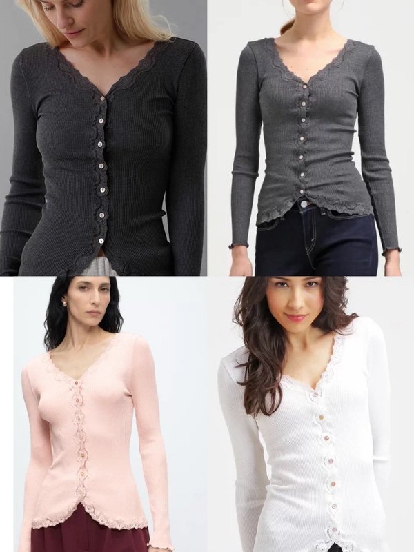 [Limited Time Discount, No Returns Accepted] Danish Lace Trim Ribbed Stretch Cardigan Top