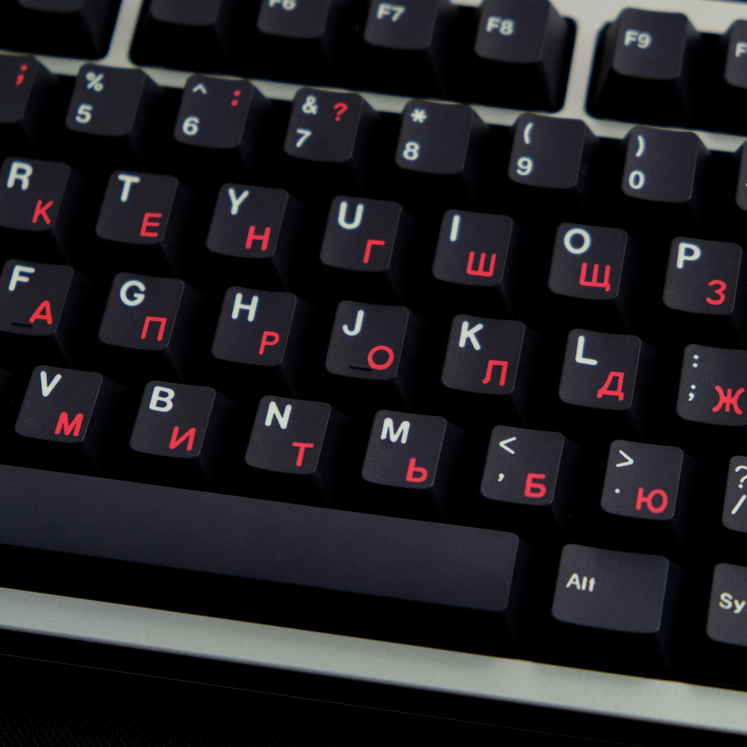 1 Set GMK WOB Red Cyrillic Keycaps PBT Dye Subbed Keycap Black Red