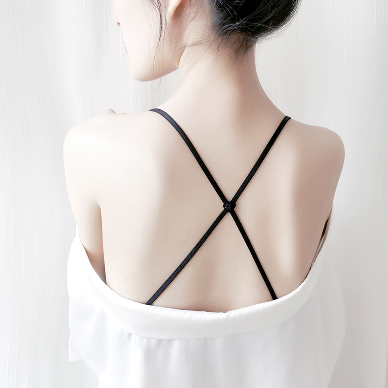 Cross-lip sexy backbone bra anti-slip bra with a word-collar underwear summer trace-free shoulder strap