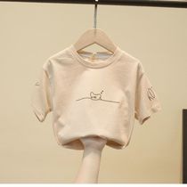 Boy short sleeve T-shirt 2021 new children Summer foreign air round collar cartoon blouses The children beat the undershirt child load tide t
