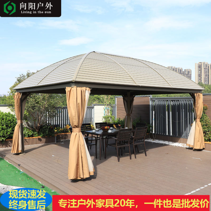 Pavilion Outdoor Courtyard Aluminum Alloy Villa Garden Outdoor Tent Terrace Roof Sunshade Leisure Chinese-Style Pavilion Pavilion Outdoor Courtyard Aluminum Alloy Villa Garden Outdoor Tent Terrace Roof Sunshade Leisure Chinese-Style Pavilion