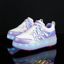 Decathlon four-wheel heelys shoes for boys and girls student roller skating shoes with LED flashing lights roller shoes skating shoes