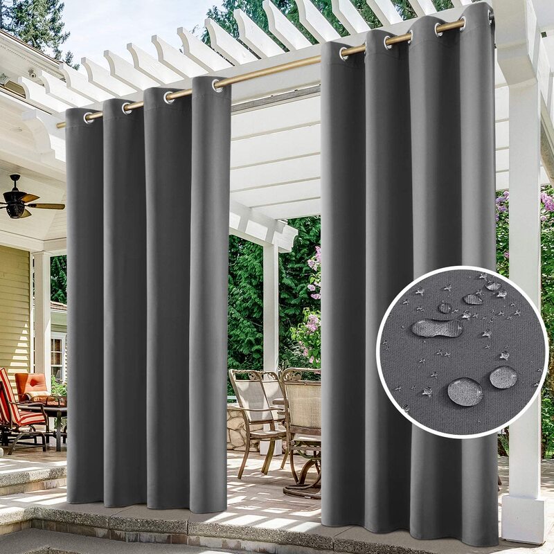 Outdoor Curtains Are Rainproof and Require No Drilling for Installation. They Are Waterproof and Sunproof for Gazebos, Balcony Shade Cloth, Outdoor Terrace Shading and Heat Insulation