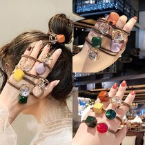 Korean version of diamond square tie scalp set leather band head rope female cute hair ornaments net red hair circle hair rope headdress adult